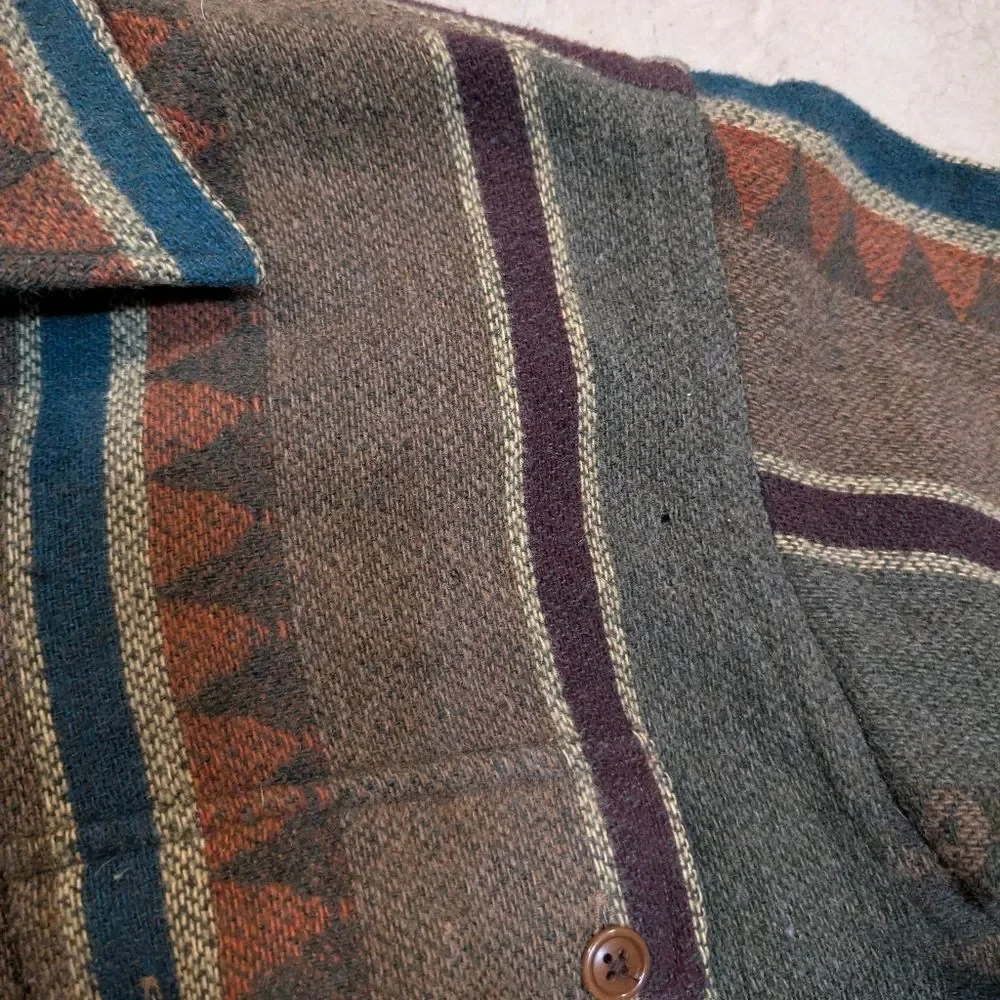 VTG Polo Ralph Lauren Logging Wool Fleece Striped Green Flaws Mens M